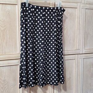 Patrick Christopher 100% Silk Paneled Skirt, Black & White Polka Dot, Size 8